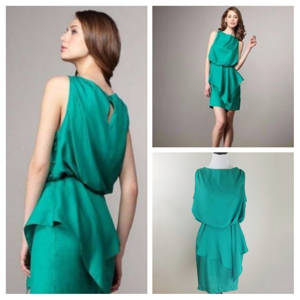 Ali Ro Green Cocktail Peplum Dress